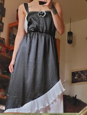 Carla DeGiovanni Vintage Silk Black and White Maxi Romantic Dress - S